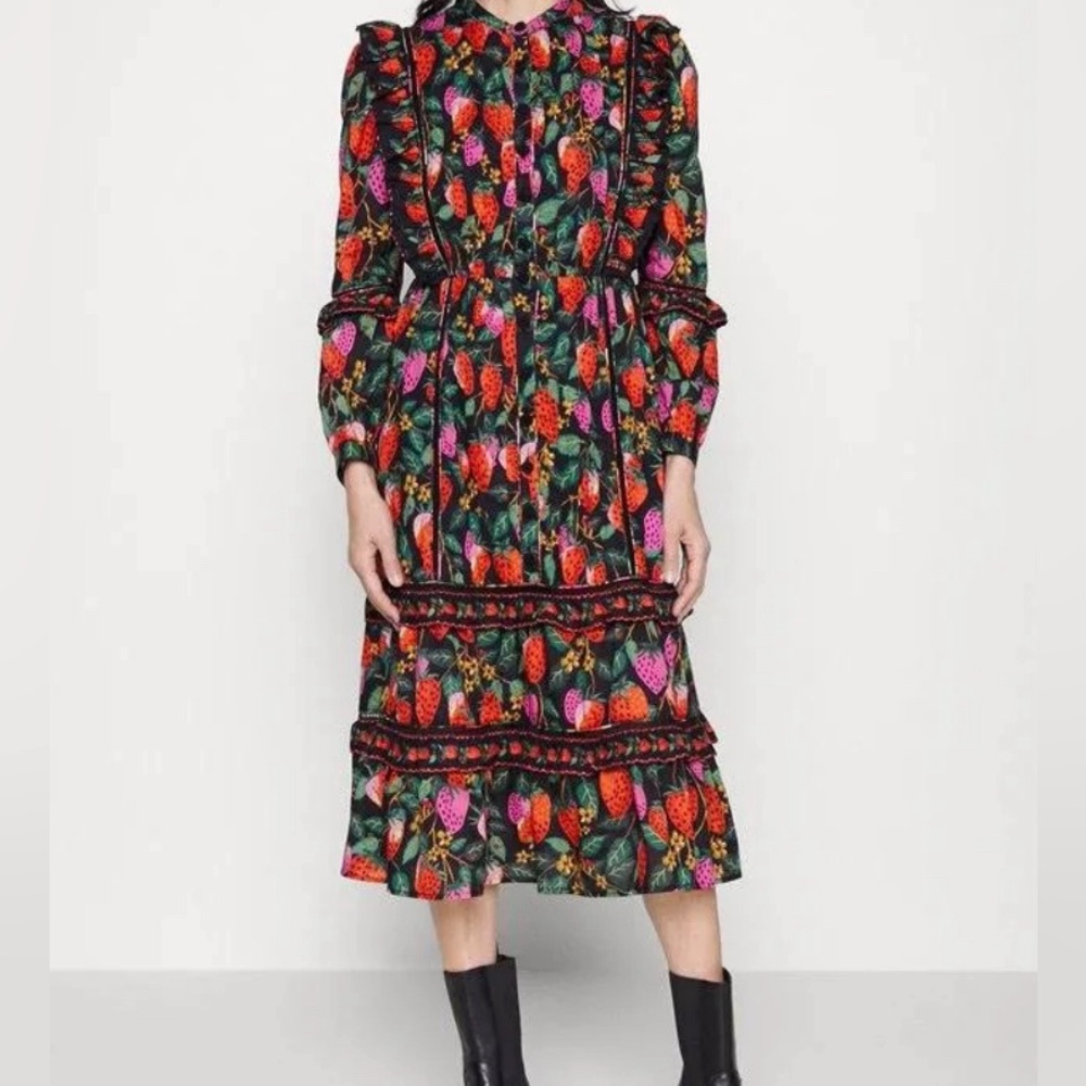 FARM Rio Lady Strawberry Midi Dress NWOT